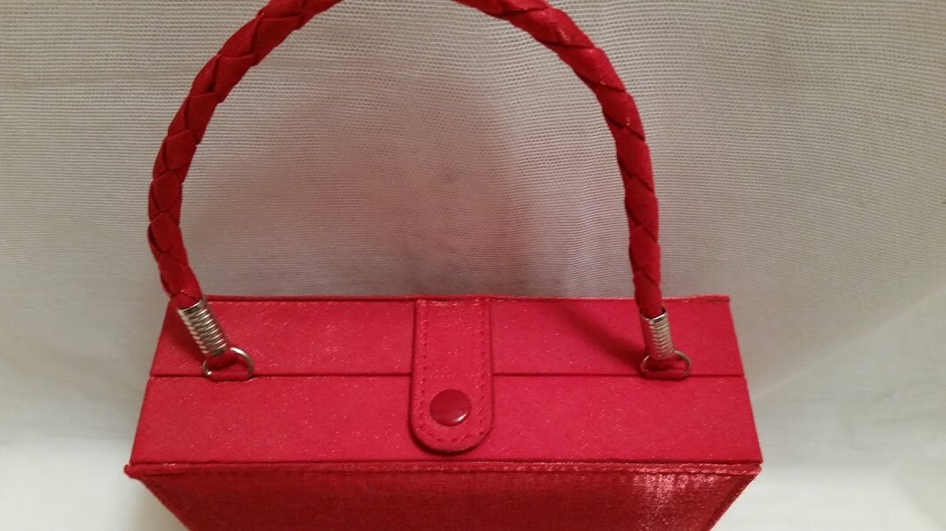 Red Hard Case Box Style Evening Purse, Formal Box Style Bag, Cute Formal Red Hard Case Purse