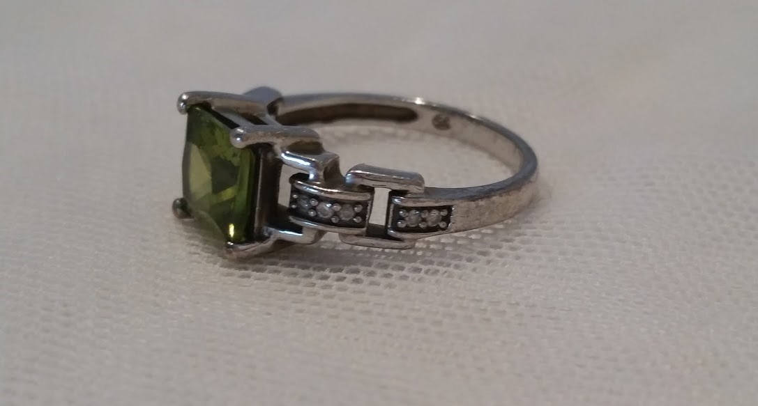 thumbnail image 2 of Natural Peridot Ring – Emerald Cut, 925 Sterling Silver, Stackable Solitaire – Sizes 5–12.5, Avant Gems 2 of 6
