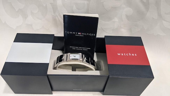 Tommy Hilfiger Women's Rectangular Wristwatch.  Women's Quartz Silver Tone Stainless Steel Bracelet Watch