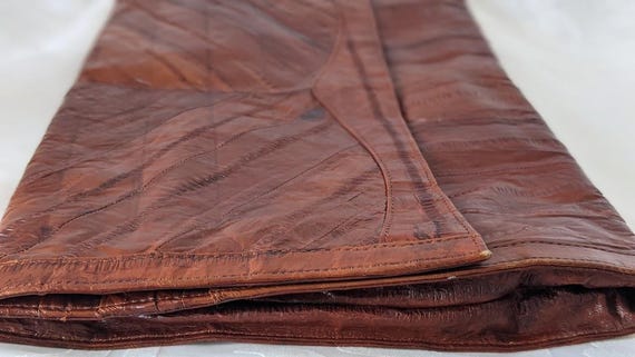 Vintage Genuine Eel Skin Clutch Bag.  Tan Eel Skin Leather Clutch. View 4
