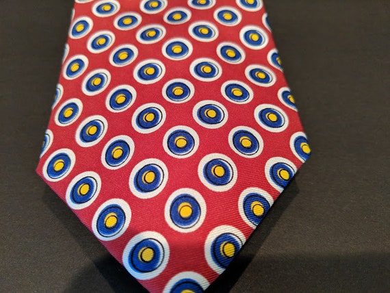Vintage Authentic Ralph Lauren Tie. Ralph Lauren Red Ties With Navy Circles. Ralph Lauren 100 Silk Neck Tie. Red Silk Neck Tie. Etsy