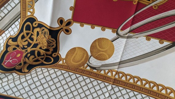 Vintage Tennis Club Theme Scarf Red/Gold/Beige.  … - image 6