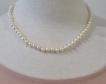 Freshwater Ivory Vintage Pearl Choker/Necklace with 14K White Gold Clasp