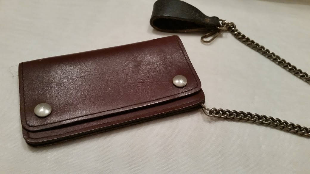 Vintage Biker's Leather Wallet with Chain. Brown Leather Chain Wallet