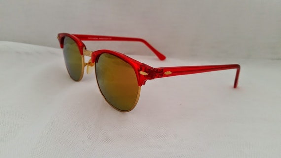 Vintage Red Mirrored Cat Eye Style Sunglasses.  R… - image 5