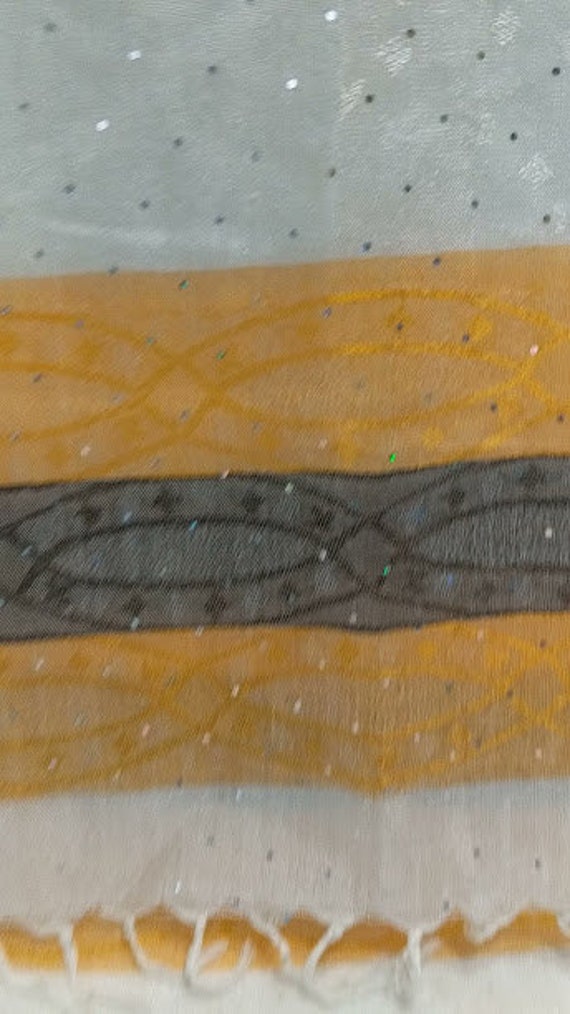 Vintage Rectangular Grey-White-Melon Sparkly Scar… - image 10