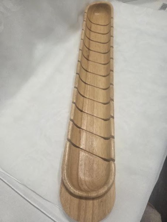 French Bread Ironwood Acacia Wood Miter. Gourmet Baguette Slicing Board.