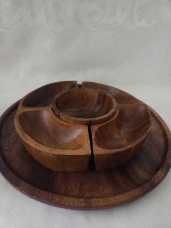 Acacia Wood Vintage  Appetizer Five Compartment Platter