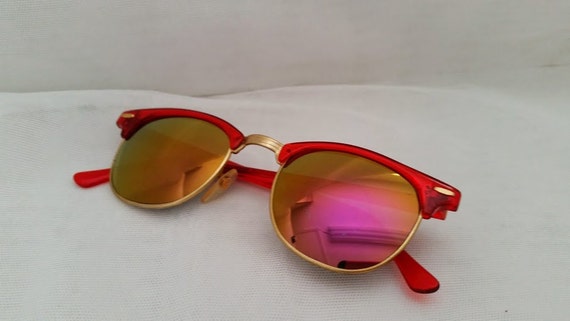 Vintage Red Mirrored Cat Eye Style Sunglasses.  R… - image 3