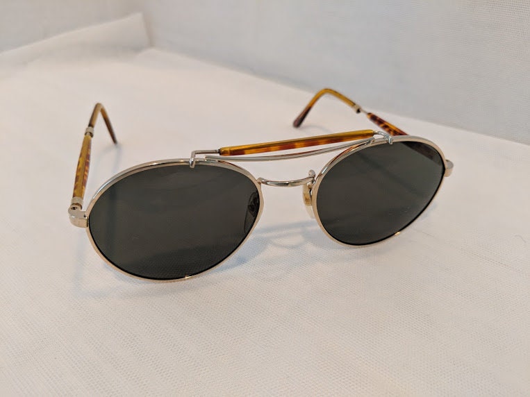 Vintage Small Gold Aviator Sunglasses. Double Bar Brow Aviator Frame ...