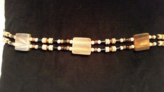 Vintage Hippie Wood Beads Belt, Bohemian wood bea… - image 3