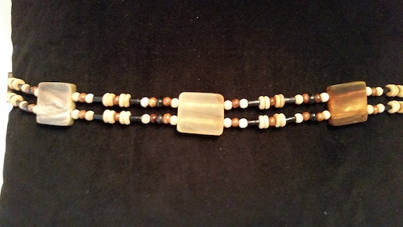 Vintage Hippie Wood Beads Belt, Bohemian wood bea… - image 3