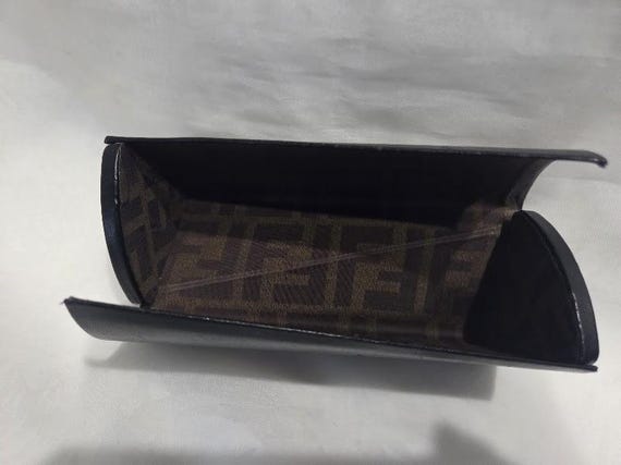 Fendi Twist Eyeglass Black Small Case. Fabric F logo Lined