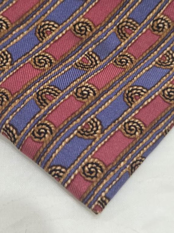 Vintage Hermes Silk Necktie Made in France.  Authentic Hermes Paris Red Blue and gold Necktie