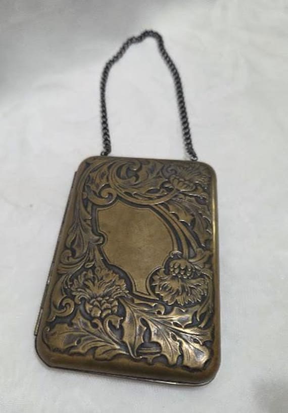 Antique Brass Flapper Coin Purse.  German Silver Vanity Purse.