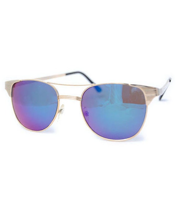 Cat Eye Gold Mirrored Vintage Sunglasses/ Blue Mir