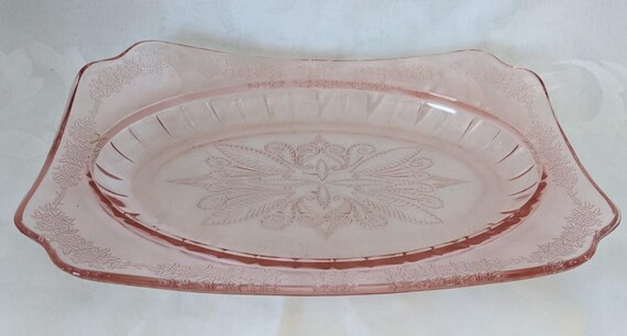 Vintage Adam Patter Pink Depression Glass Platter