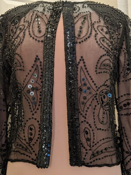 Vintage Royal Feeling Formal Beaded Jacket. Black Sequin & Beaded ...