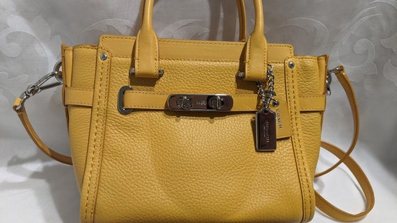 Coach Swagger Mini Handbag. Coach Crossbody Yellow Pebble Leather