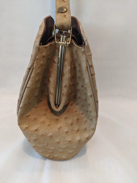 Vintage Town & Country Shoes Ostrich Shoulder Bag. Honey Color ...