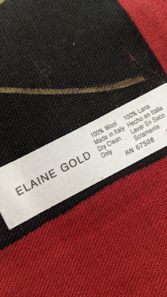 Vintage Elaine Gold Floral Wool Scarf Made in Ita… - image 9