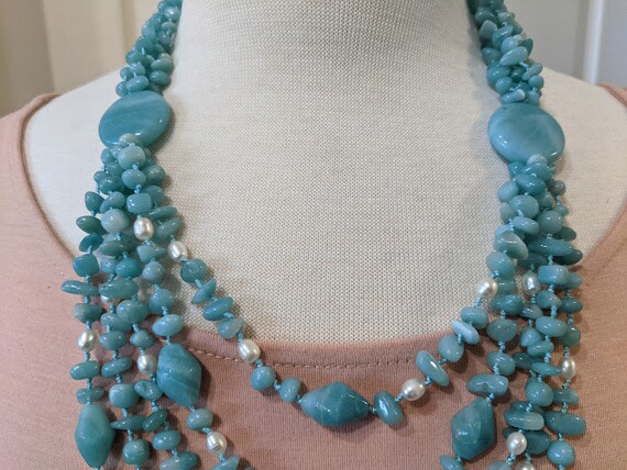 Blue Amazonite Statement Necklace. Multi Strand B… - image 4