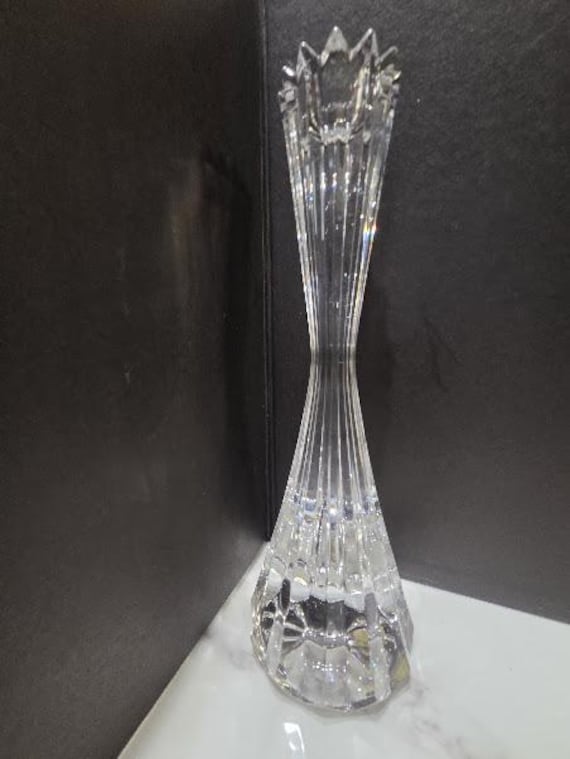 Vintage Mikasa Viscount Clear 9-inch Crystal Candle Holder. Flute Ribbed Design Crystal Candle Holder