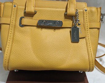 Coach Swagger Mini Handbag. Coach Crossbody Yellow Pebble Leather. NOW ON SALE Etsy
