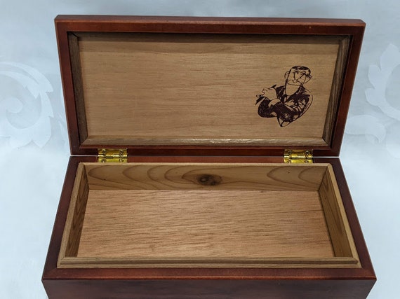 Vintage George Burns Solid Wood Cigar Box. Dark Wood Cigar/ Keepsake Box