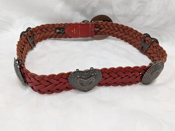 Vintage Canterbury Weaved Leather Belt. Brown/Red… - image 6
