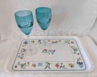 Vintage Villeroy & Boch &quot;Mariposa&quot; Serving Tray.  Delia Serving Tray/ Made In Italy.  Large Floral Motif White Serving Tray  SALE