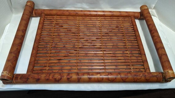 Vintage Bamboo Slatted Serving Tray