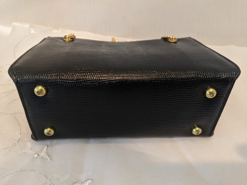 Vintage Coblentz Original Leather Evening Style Bag. Black Leather Gold ...