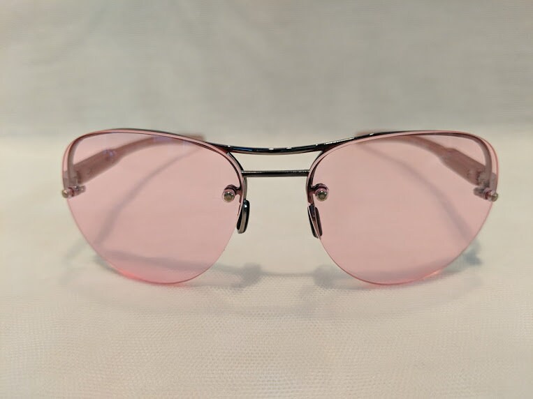 Vintage Aviator Pink Lenses, Semi-Rimless Aviator with Cool PINK Lenses ...