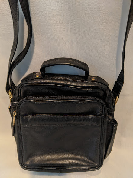 Vintage Leather Small Crossbody Messenger Bag. Black Leather Cross Body ...