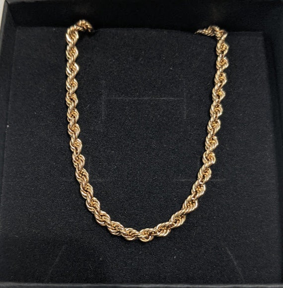 Solid 14K Yellow Gold Rope Chain.  18 Inch Gold S… - image 1