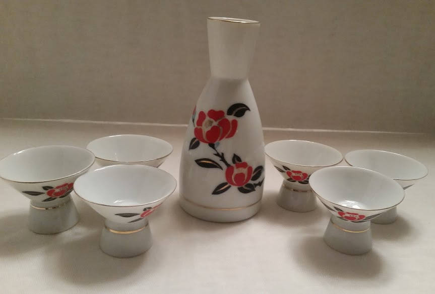 Vintage Seven Piece Ozeki Sake Serving Set. Collectible Sake Serving Set. Made in Japan by