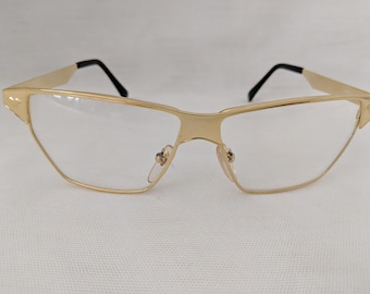 Vintage Designer Inspired Gold Tone Eyeglass Gold Tone Eyeglass Frame/Clear Lenses. Cat Eye Gold Tone Metal Eyeglass Frame. SALE