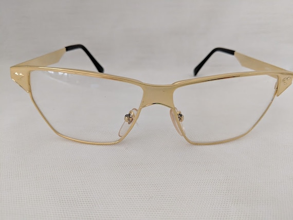 Vintage Designer Inspired Gold Tone Eyeglass Gold Tone Eyeglass Frame/Clear Lenses. Cat Eye Gold Tone Metal Eyeglass Frame.