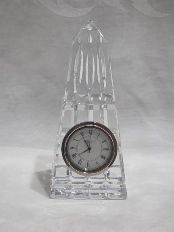 Waterford Obelisk Quartz Crystal Desk Clock. Cut Crystal Pyramid  Clock Waterford Ireland