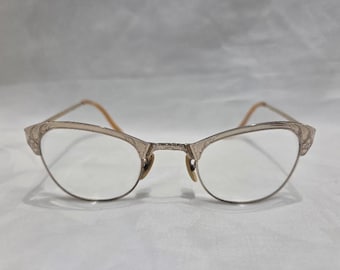 Vintage Metal Cat Eye Glasses in Silver and Brown ArtCraft Unused Artcraft Silver Combination Metal Gold Filled Vintage  main image 3