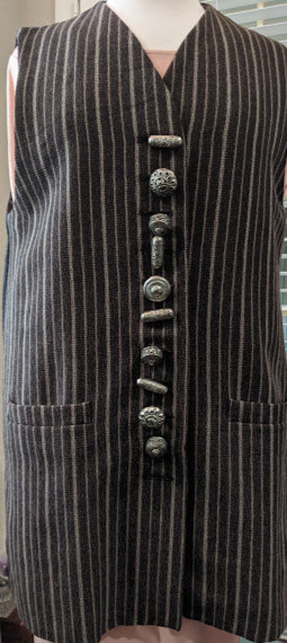Vintage Charcoal Stripe Romeo Gigli Long Vest. Lo