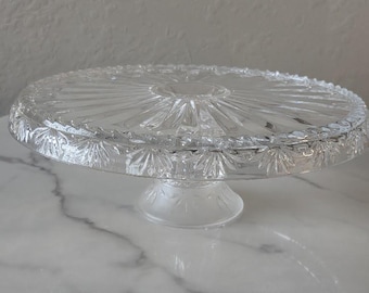 Carthage Clear Lead Crystal Footed Cake Platter. Durand of France