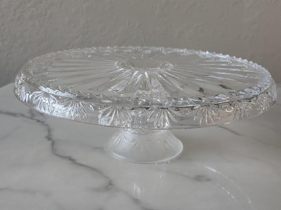 Carthage Clear Lead Crystal Footed Cake Platter. Durand of France