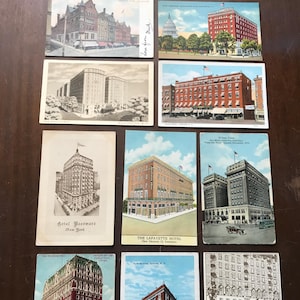 Hôtels Etats-Unis Lot de 10 cartes postales Albany Washington Concord La Nouvelle-Orléans El Paso Syracuse Los Angeles 1907-1950 ? bâtiments architecturaux