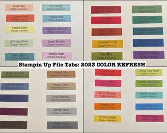 Stampin Up Complete Color COLLECTION + IN-COLOR 2022-2024 & 2023-2025 Hanging Folder File Tabs for Cardstock Organization 2023 Color Refresh