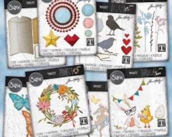 Tim Holtz 2024 Spring Sizzix VAULT Dies- U PICK (Bunny + Chick, Funky Floral Wreath, Hippity Hop, Wildflowers, Lovebirds, Rosettes, Box etc)