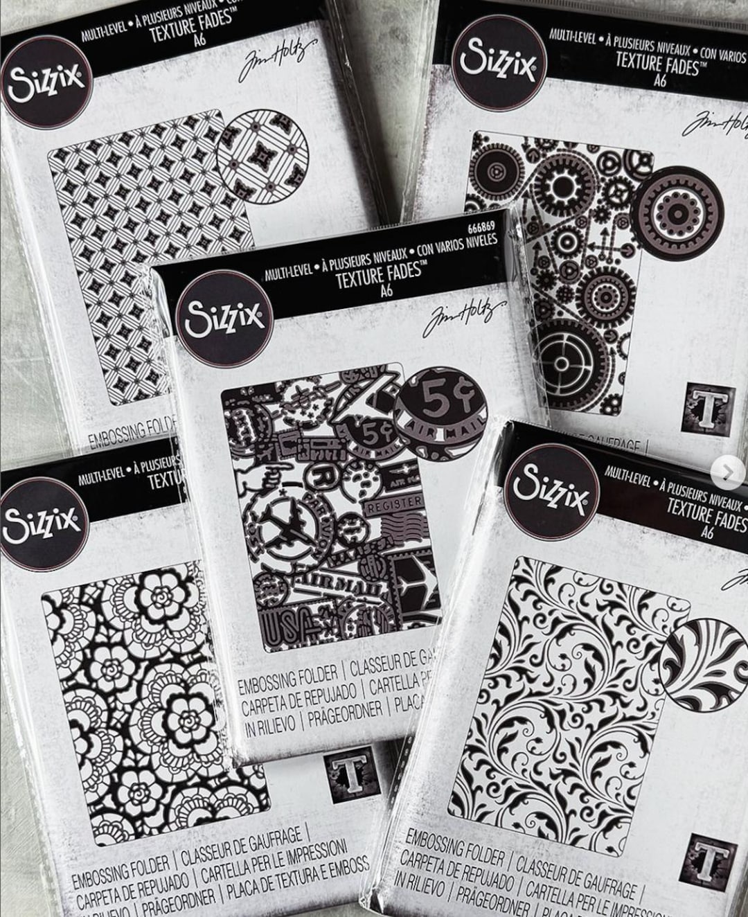 Sizzix Textured Impressions Embossing Folder by Tim Holtz Vault Airmail