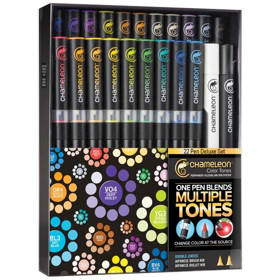 Chameleon Color Tones Markers Deluxe Set of 22 Markers in Case CT2201 Free  Shipping 