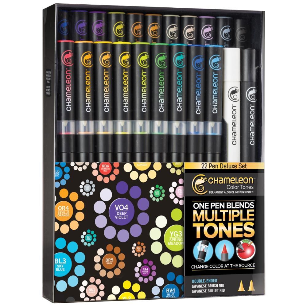Chameleon Color Tones Markers- Deluxe Set of 22 Markers in Case